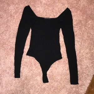Black off the shoulder brandy bodysuit